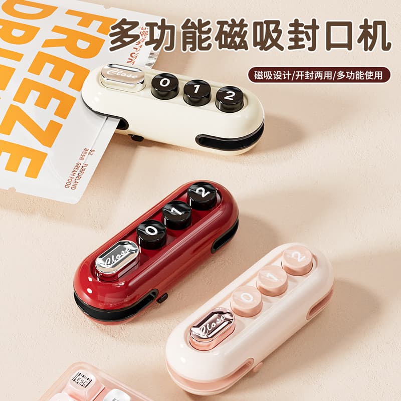 Máquina de selagem recarregável operada por botão, seladora manual pequena para alimentos domésticos, mini seladora, fer