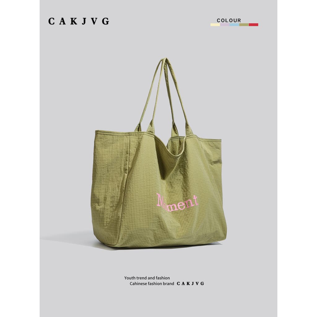CAKJVG Estilo Coreano Carta Xadrez Nylon Sacola Feminina Grande Capacidade All-Match Bolsa de Um Ombro 2