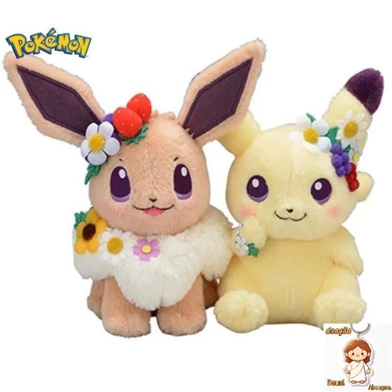 18cm Eevee Pikachu Brinquedo de Pelúcia Decoração de Coroa Kawaii para o Festival de Primavera de Páscoa