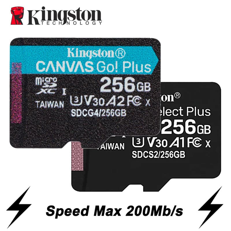 Cartão De Memória Kingston De Até 200 Mb/S Micro SD TF 64 Gb 256 128 512 1 Tb Velocidade De Leitura Classe 10 U1 V30 A1