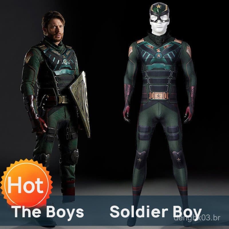 Fantasia de Soldier Boy da 3ª Temporada de The Boys, Macacão Justo para Adultos, Fantasia de Cosplay de Soldier Boy