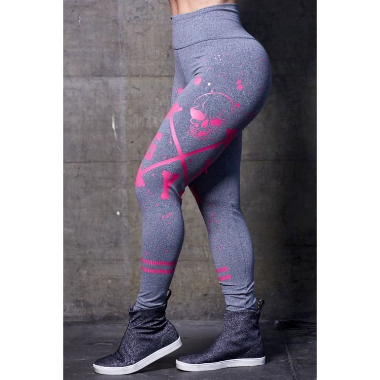Calça Legging Leg Fitness Moda Academia Suplex Ginástica Skull