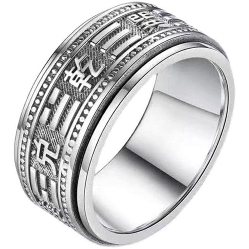 Anel Rotativo Estilo Étnico Retrô Taoista Tai Chi Qiankun Bagua para Atrair Riqueza para Homens, Anel Poderoso de Estilo