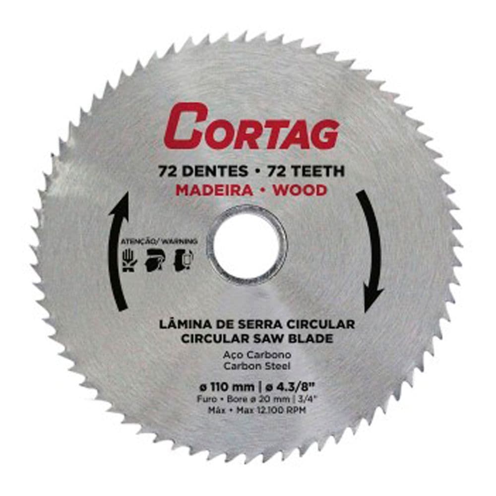 Disco De Serra Corte Madeira MDF 72 Dentes 110x20mm Cortag