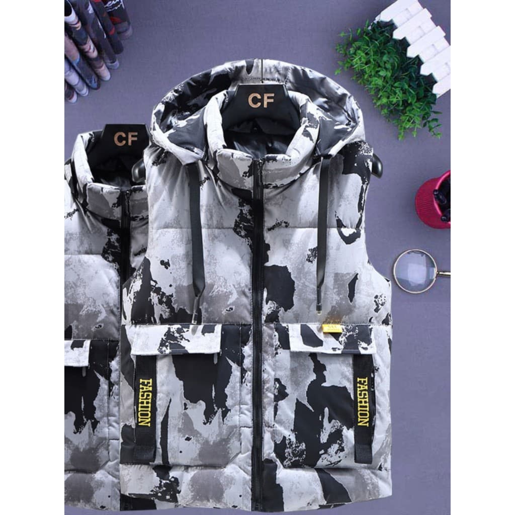 Colete masculino outono inverno novo estilo camuflagem exterior usar colete engrossado quente juventude para baixo algod