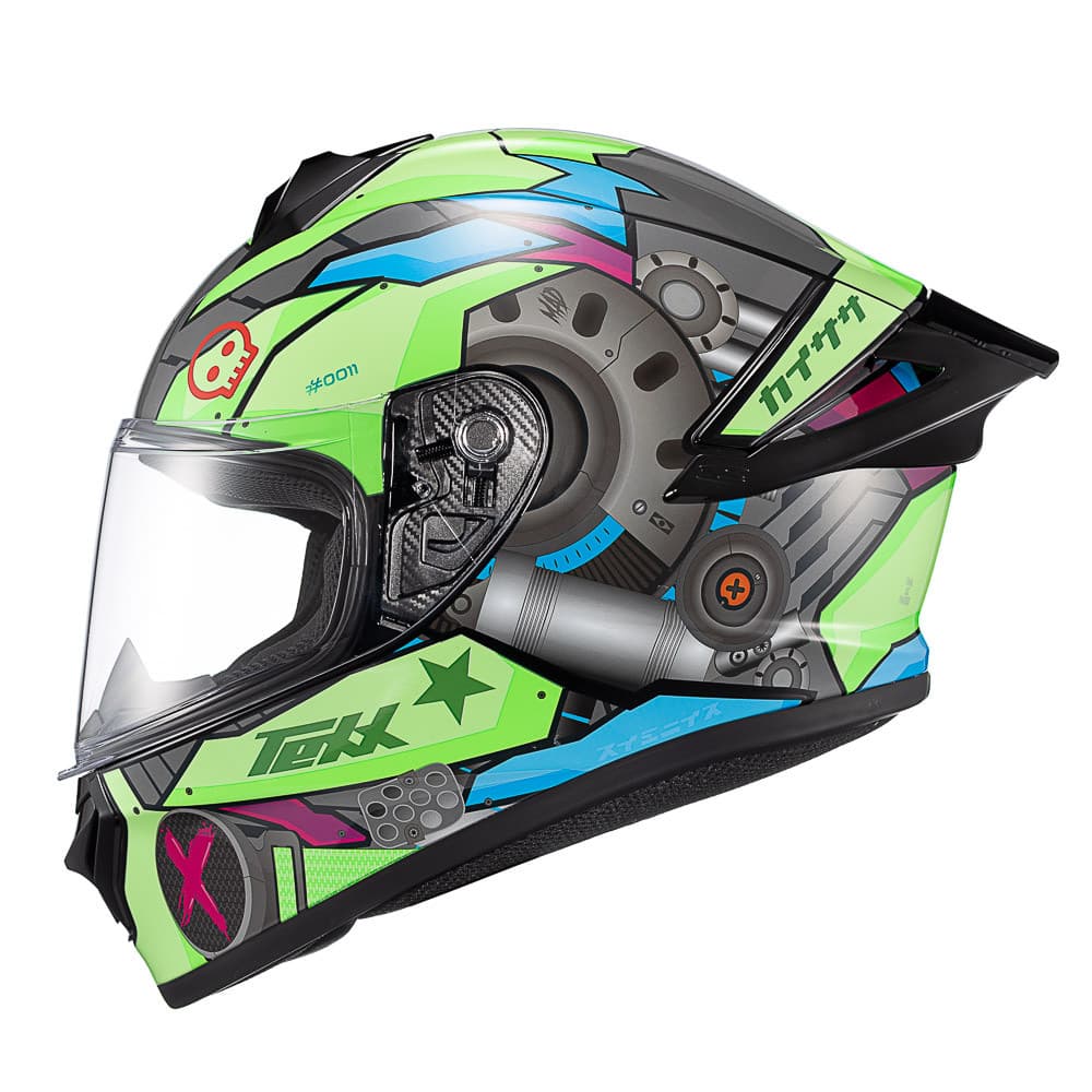 Capacete Texx Fechado Moto Spihe Gear Viseira Verde Azul Rosa