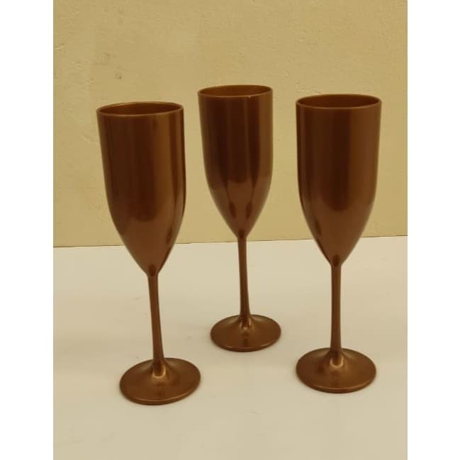 Taça champanhe acrilica dorada kit com 8un.