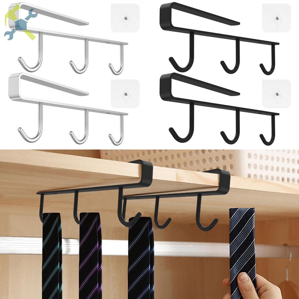 2 Pçs Suporte De Caneca Sob O Armário De Café Com 3 Ganchos Copo Display Pendurado Organizador SHOPTKC0047