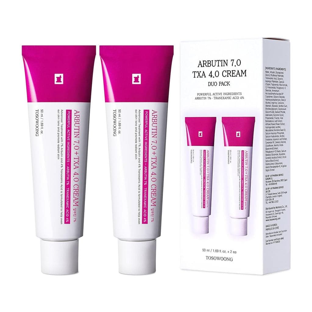 Creme TOSOWOONG Arbutin 7% + Ácido Tranexâmico 4%, 70.000 ppm de Arbutin, 40.000 ppm de TXA, Niacinamida, Glutationa, Ma