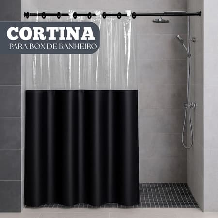 Cortina Para Box Banheiro Antimofo Impermeavel Com Visor