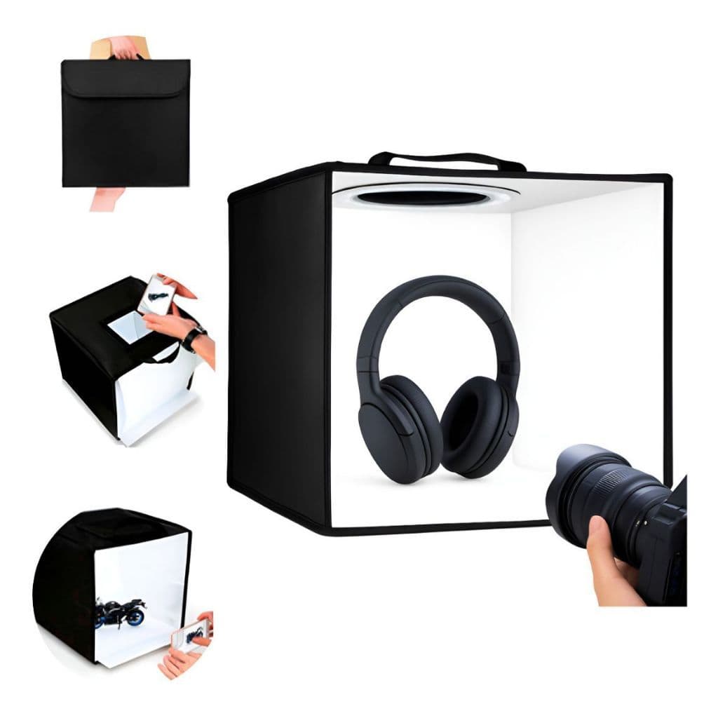 Estúdio de Fotografia Dobrável 40CM - Iluminação Ajustável e Prática!