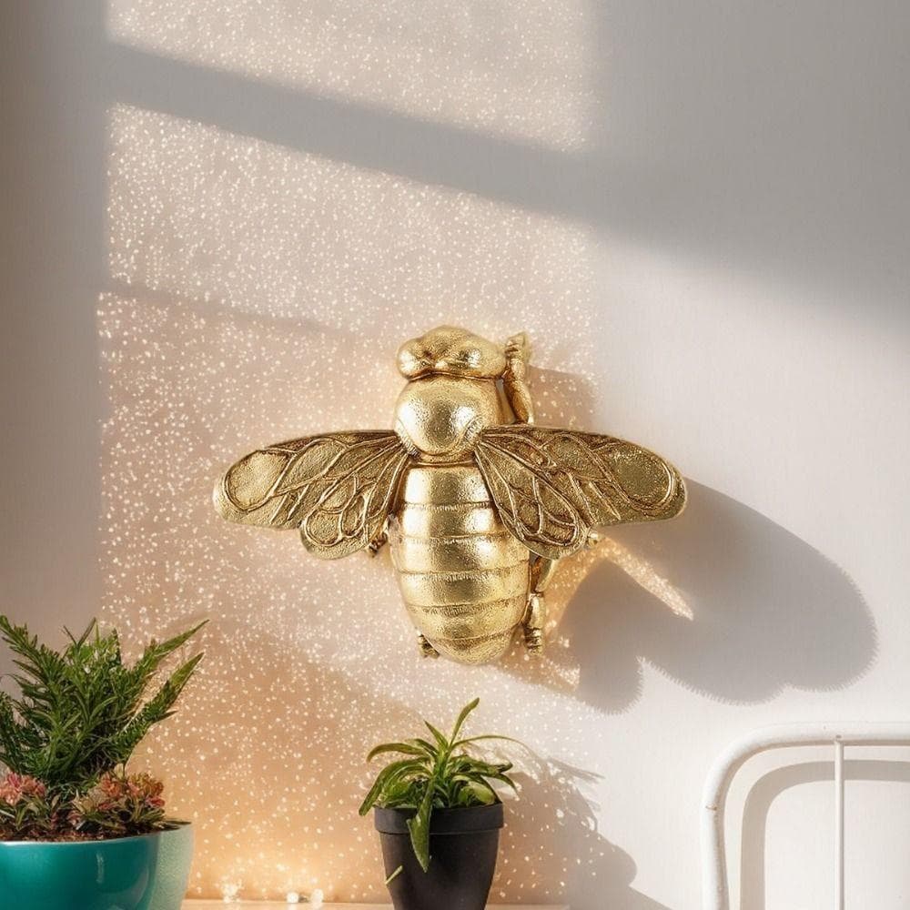 Escultura De Parede De Abelha Dourada SUNDANCE , Ornamento De Resina Suspensa , Decoração Artesanal 3D