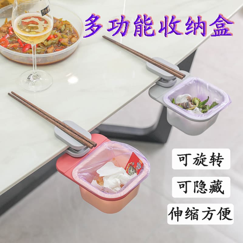 Lixeira giratória multifuncional para mesa, mini caixa de armazenamento para cozinha, lixeira oculta para resíduos e res