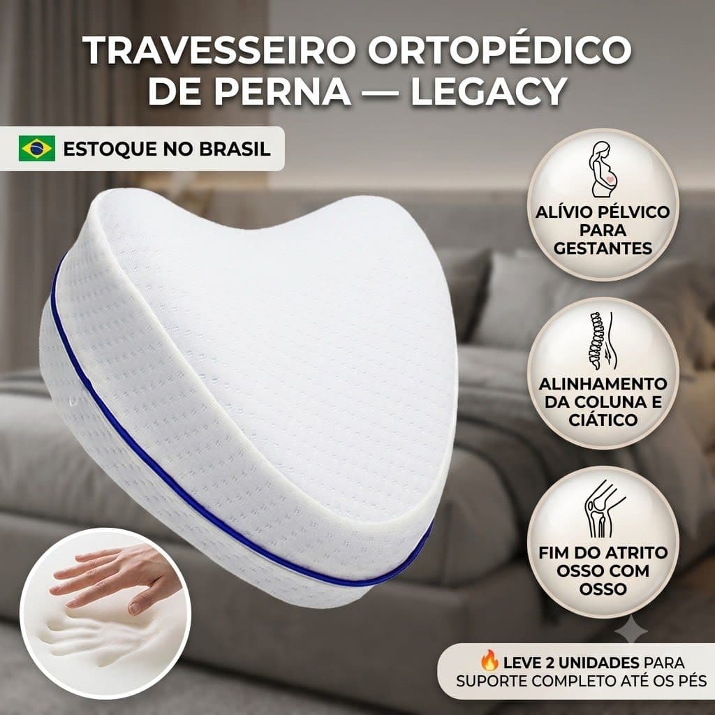Almofada Travesseiro Ortopedico Pernas Joelho Dormir De Lado Espuma Memoria Alinhamento Postural Gestante Legacy