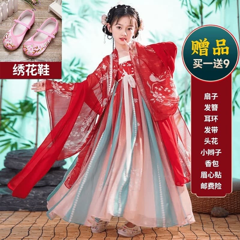 Hanfu meninas estilo antigo Super vestido de fadas verão vestido de menina 2026 crianças traje antigo verão