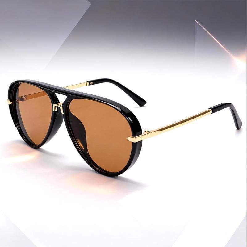 Nova Moda Óculos De Sol Feminino Versátil Metal Grande Quadro Estilo Aviador UV400