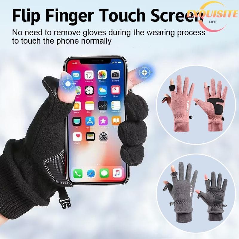 [EL-t] Luvas De Inverno Masculinas Sólidas Mulheres Ao Ar Livre Polar Velo Touchscreen Thien Quentes E Frias Motocicleta