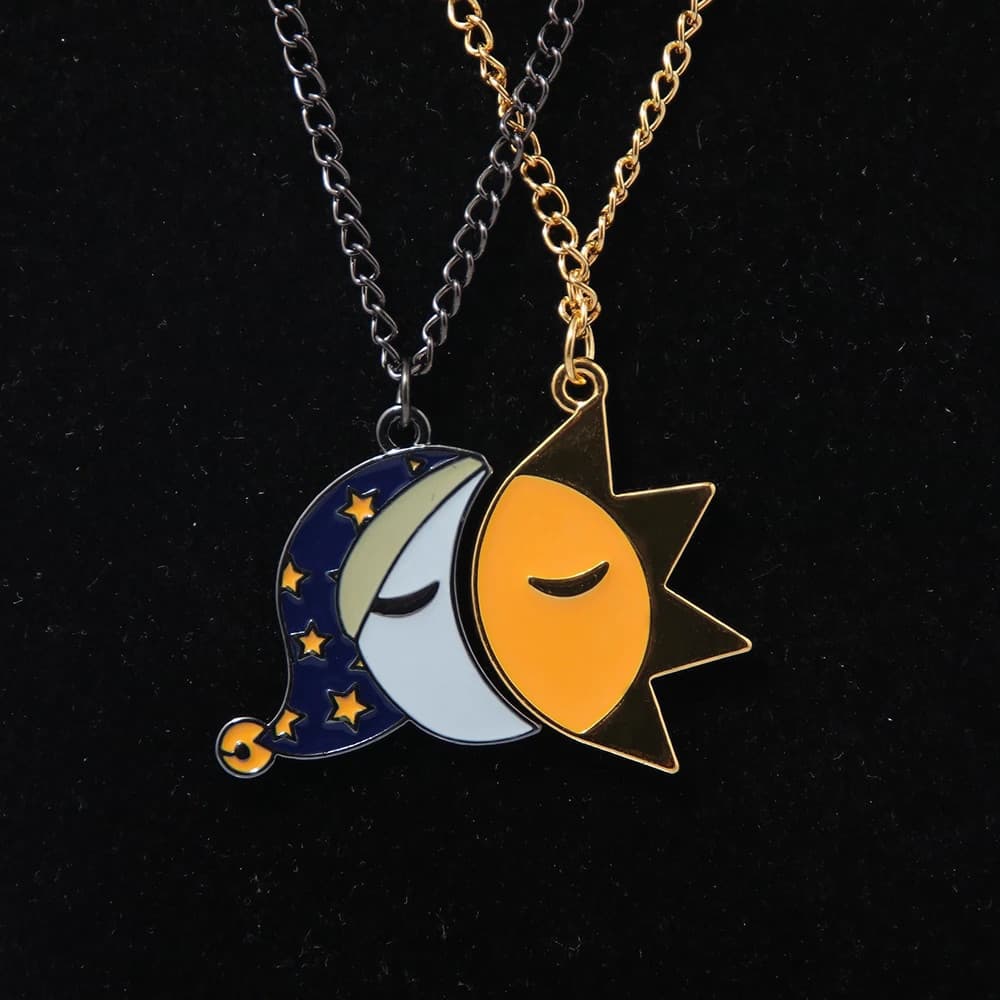 Um Conjunto Casal Sol E Lua Emenda Colares Boa Noite Expressão Pingente Colar Acessórios De Jóias Dos Namorados