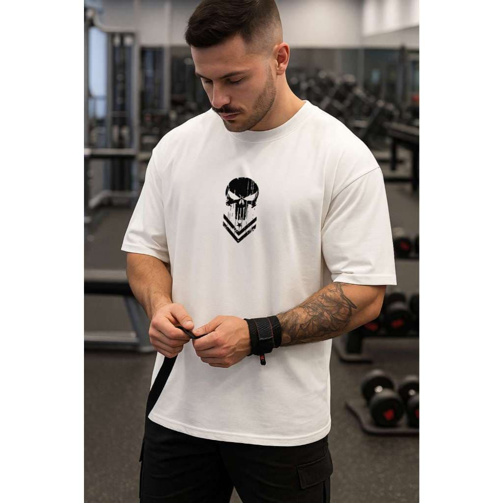 Camiseta Oversized Justiceiro Premium Masculina Algodão Streetwear Academia