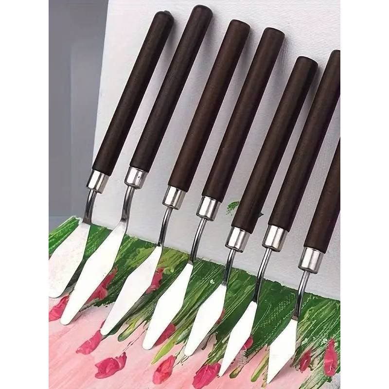 Espátulas Kit 7 Peças Diferentes Formatos e Tamanhos, Facas para Pintura Artística Em Inox Artesanato Arte Pintura