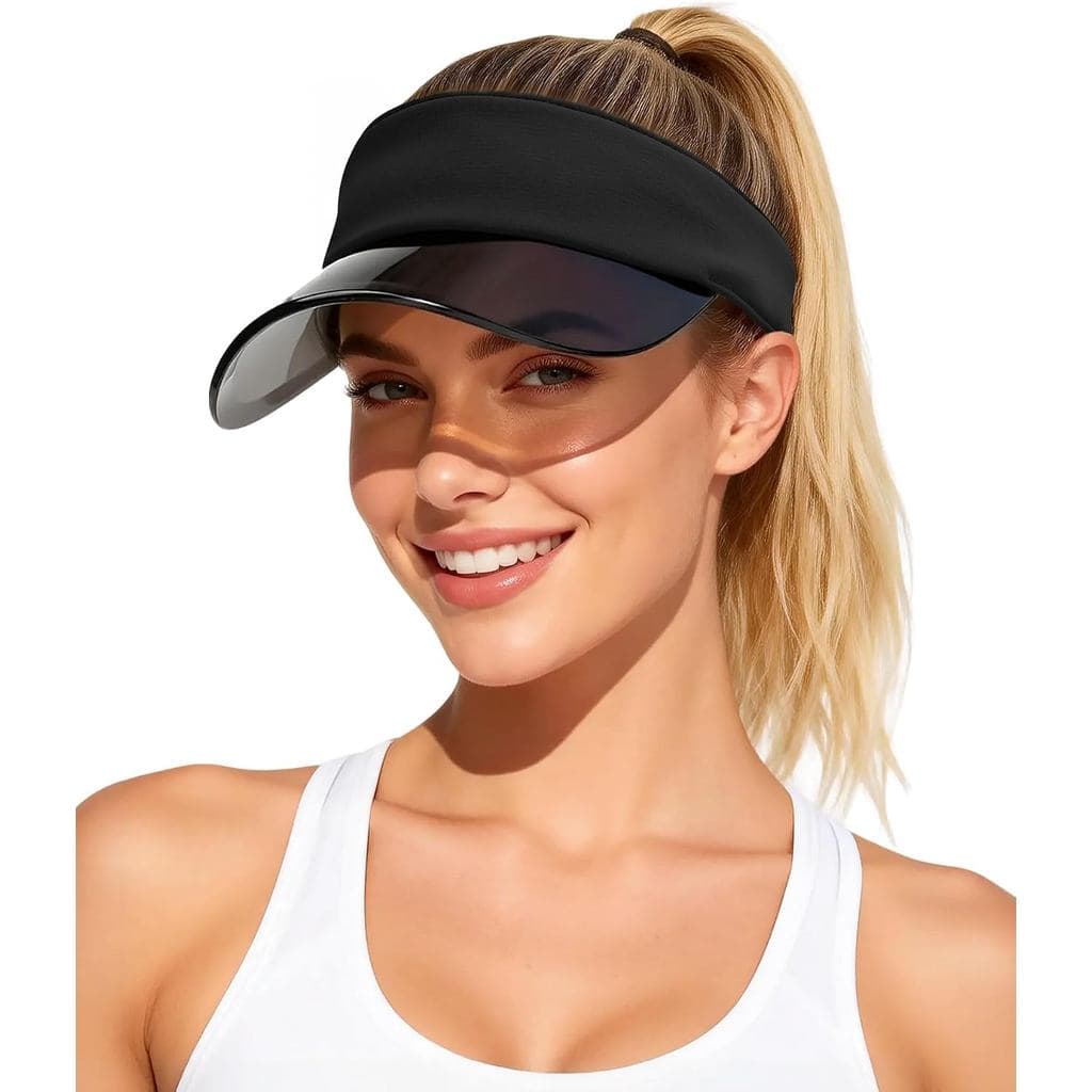 Chapéu Transparente com Viseira Solar para Mulheres e Homens - UPF 50+ Aba Transparente com Cordão Ajustável para Golfe,