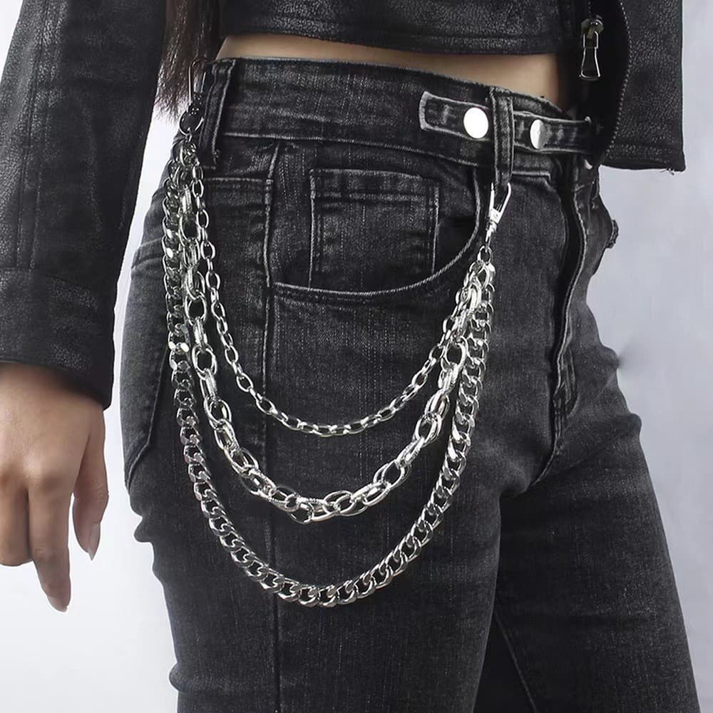 SV Homens Mulheres Mesmo Estilo Retro Popular Hip Hop Estilo Europeu Americano Cintura Corrente Calças Corrente