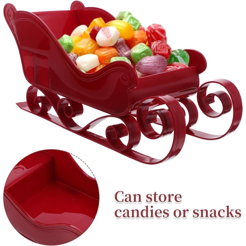 Decoração de Trenó de Natal para Mesa, Decorações para Casa, Ornamento de Plástico para Pendurar na Árvore, Vermelho