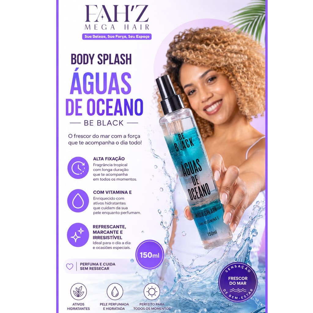 Body Splash Águas de Oceano – Be Black (150ml)