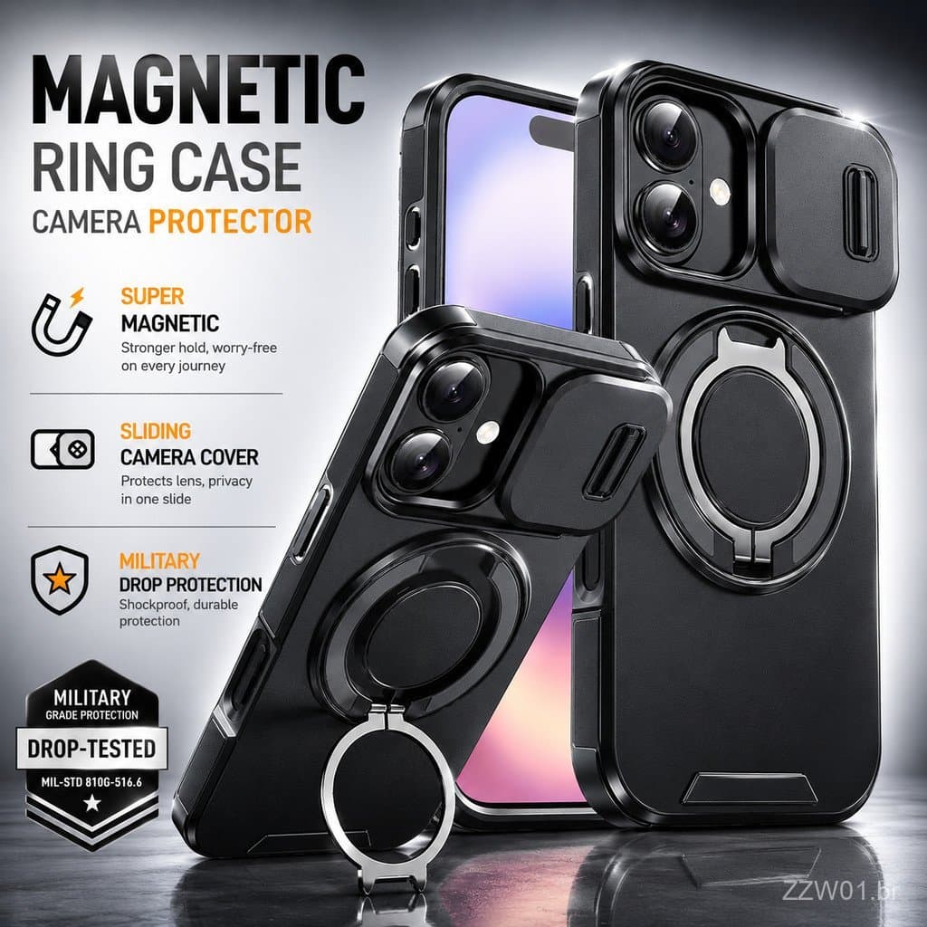 Capa Magnética Militar À Prova De Choque Para iPhone 18 17 16 15 14 13 12 11 17Air 17E 16E 16 Plus 15 14 Compatível Com