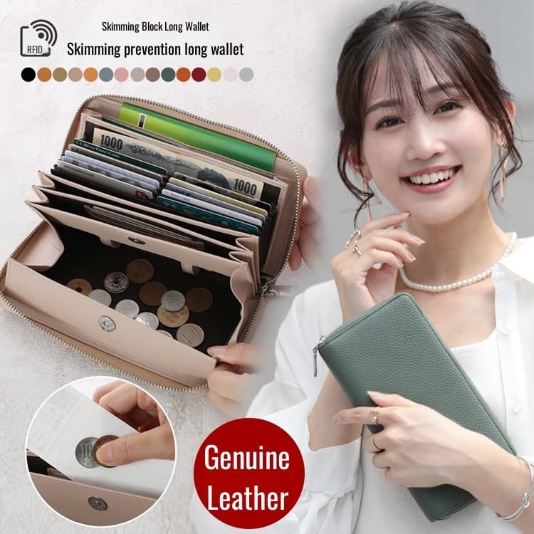 [Couro Legítimo] Carteira Feminina Longa De Moda Com Porta-Cartões/Carteira Sanfonada/Carteira De Couro