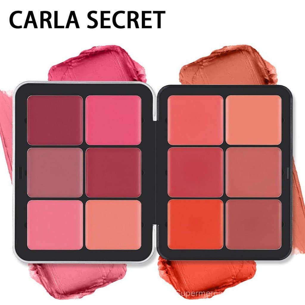 Paleta de blush em estojo de ferro com 12 cores, acabamento matte, de longa duração, com efeito de disfarce, perolado, i