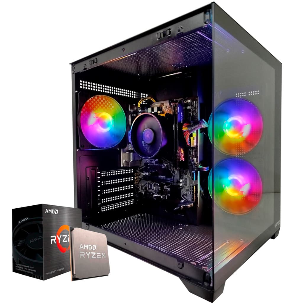 PC GAMER RYZEN 5 5600GT, 16GB DDR4 3200MHZ, SSD M.2 NVME 500GB, VEGA 7, AQUARIO PRETO