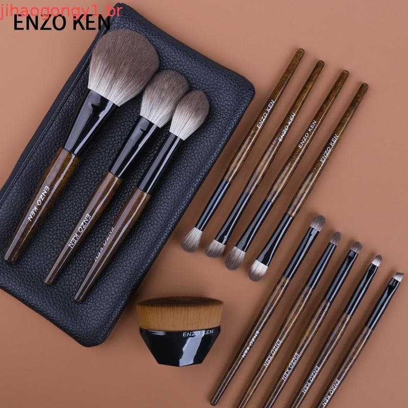Enzo grande marca conjunto de pincéis de maquiagem conjunto completo portátil Super macio profissional sombra escova cer