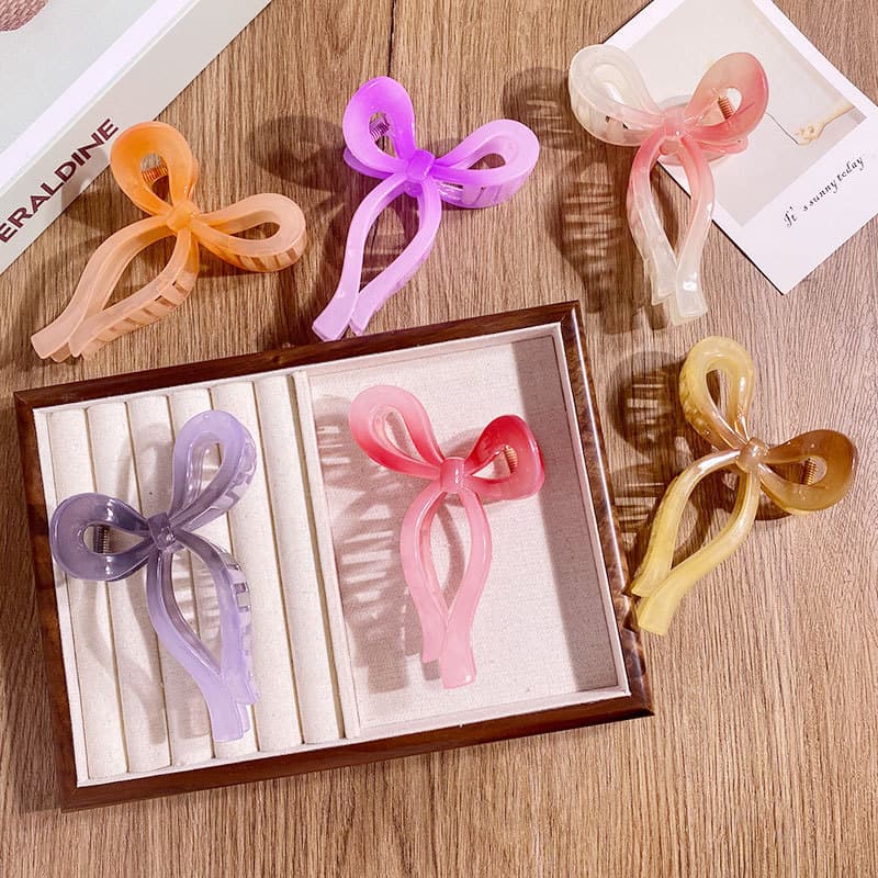 Grampo de cabelo com laço feminino-grampo de cabelo antiderrapante, Design romântico, adequado para cabelos enrolados e
