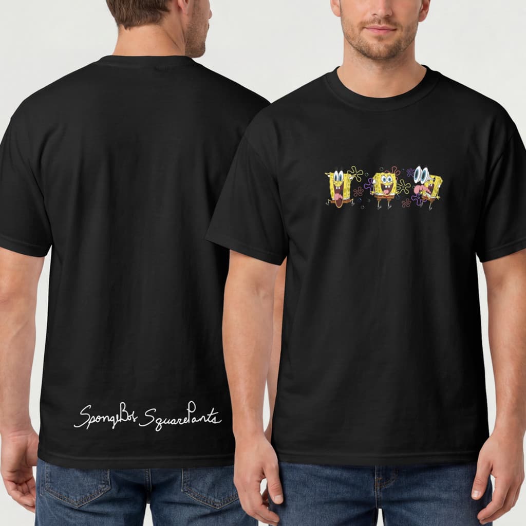 Camiseta Estampada Bob Esponja Mar Fenda Do Biquíni Desenho HT Co.