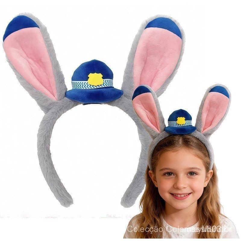 Novidades: Tiara de Orelhas de Coelho Judy Hopps para Cosplay de Polícia, Acessório de Cabelo para Meninas e Mulheres, P
