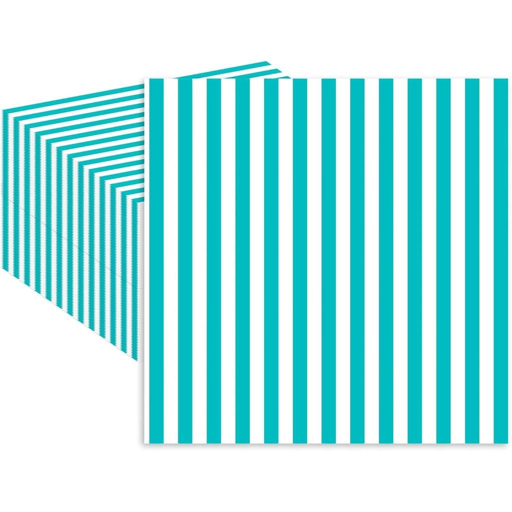Stxy'sStripedTealNapkins (Tinta Não Tóxica) Turquesaaquapapercocktailnapkinstealanddescartávelnapkinset (50ct) 5 " X