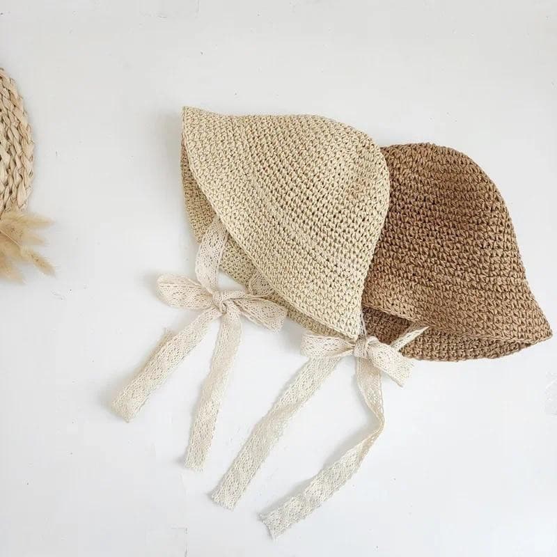 Chapéu Moda Renda De Bebê Verão Palha Arco Menina Praia Crianças Panamá Princesa Chapéus E Bonitas Para 1 Pc
