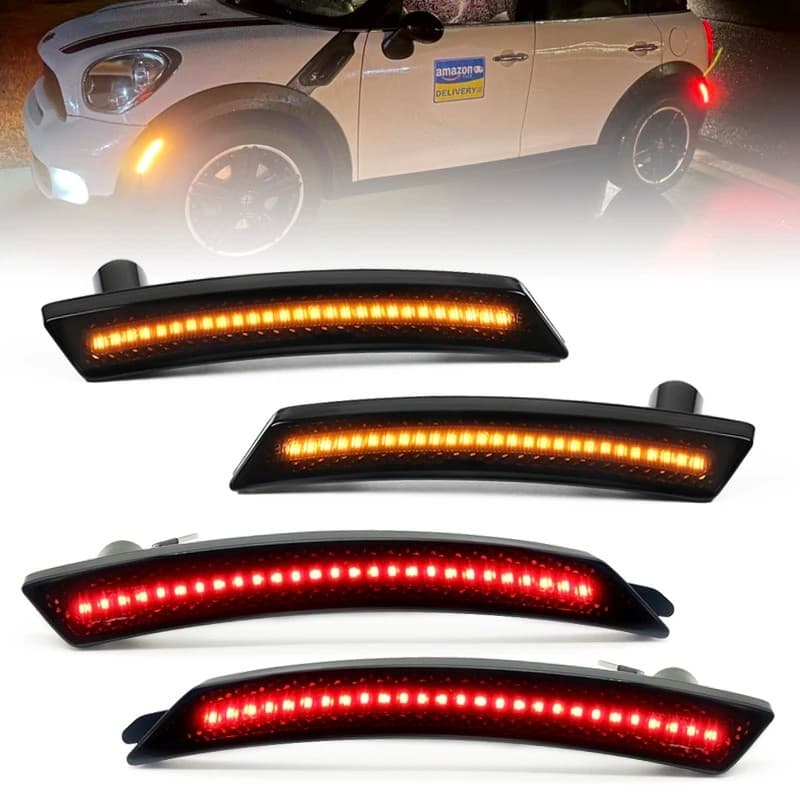 FZ Para Mini Cooper R55 R56 R57 R58 R59 R60 R61 Lente Fumada LED Lado Marcador Lâmpada Âmbar Frente Vermelho Traseiro Fe