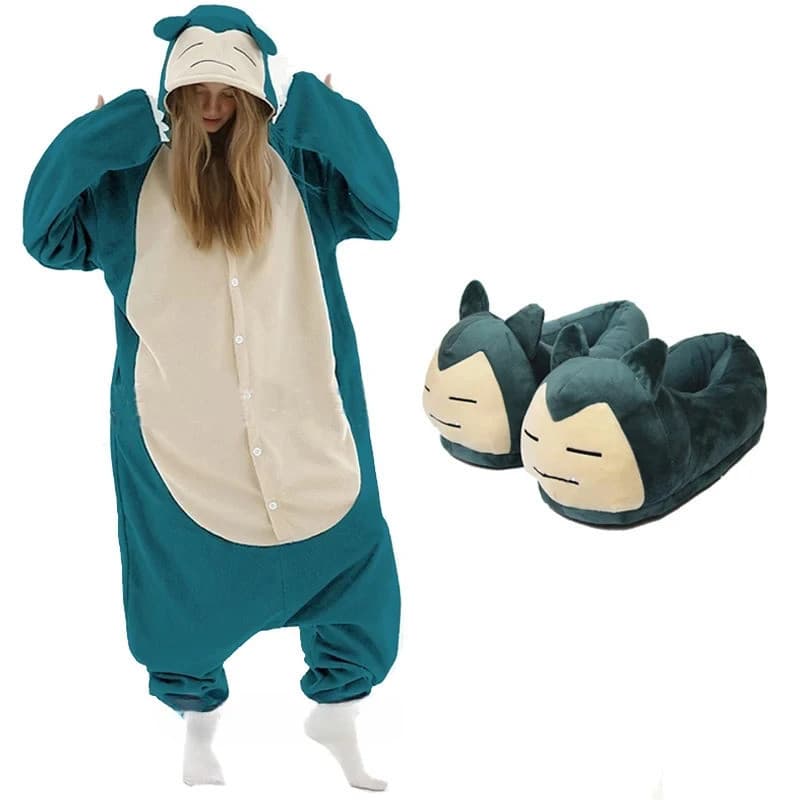 ENKA Kigurumi de Animal Unicórnio Snorlax, Macacão de Desenho Animado, Pijama Feminino, Macacão de Anime para Adultos, M