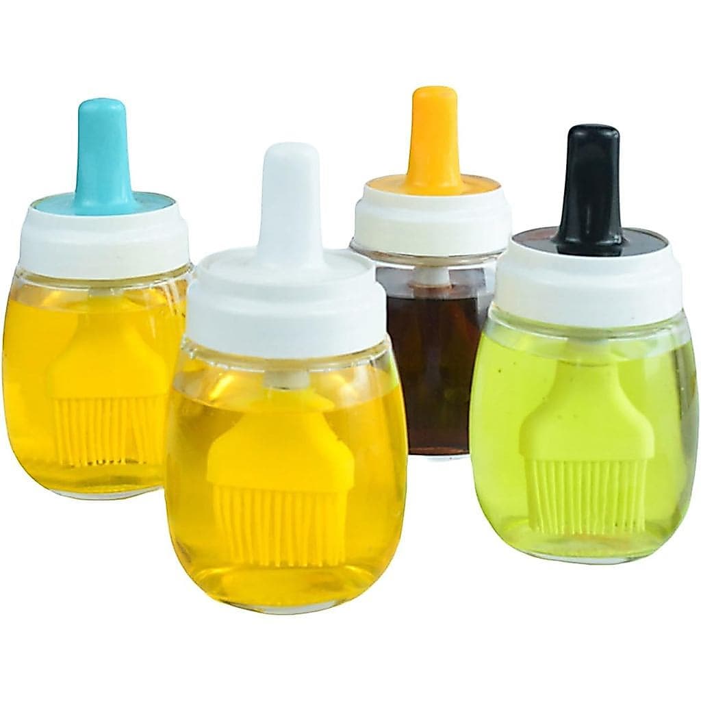 Dispensador de Óleo de 280ml com Pincel, Garrafa de Vidro para Óleo de Cozinha para Fritura e Churrasco (Amarelo Claro,