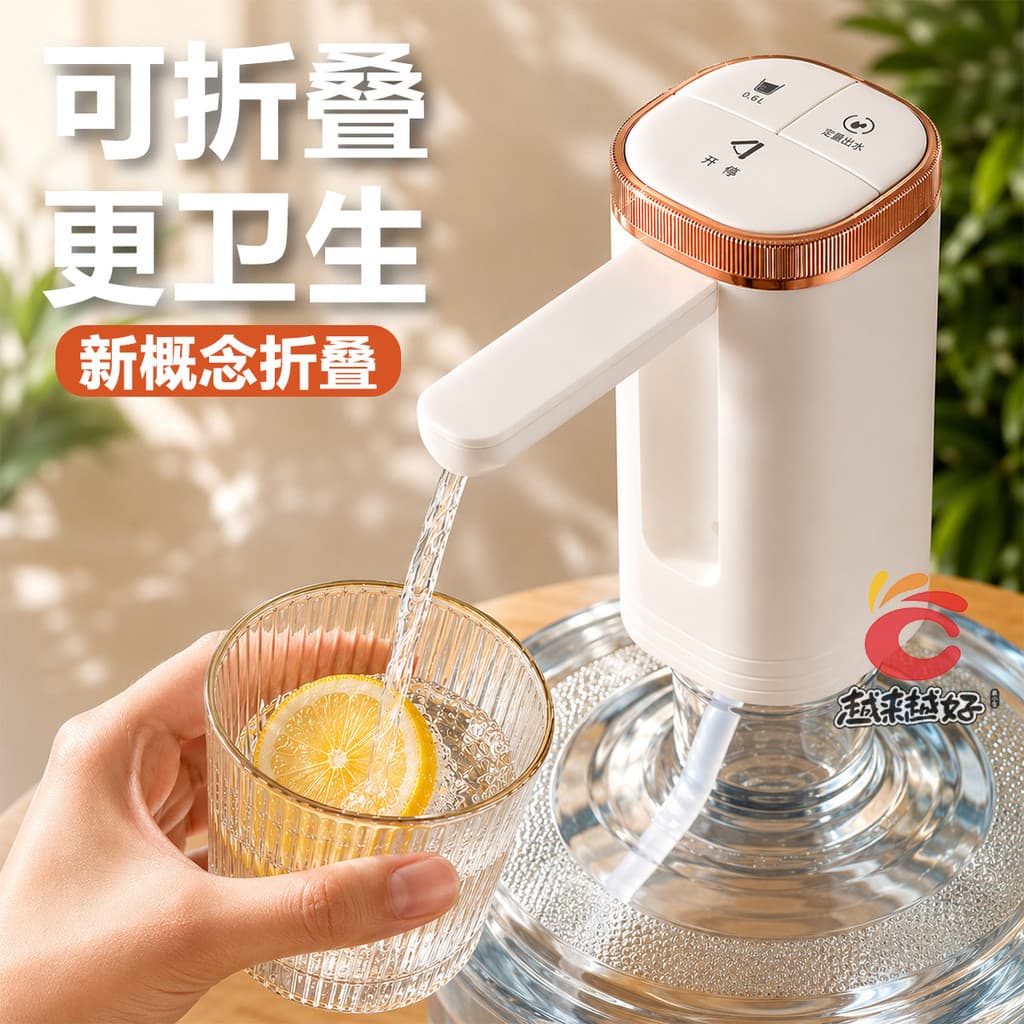 Dispensador de água em garrafa dobrável estilo creme para uso doméstico, bomba de água elétrica, máquina de água potável