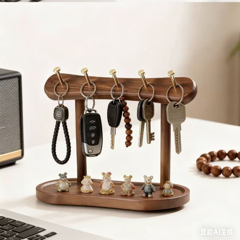 Suporte para Chaves em Madeira Maciça Estilo Nórdico, Caixa de Armazenamento para Entrada, Prateleira de Mesa para Sala