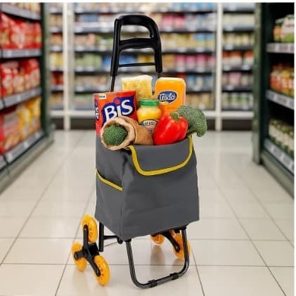 Carrinho Carga 3 Rodas Feira Peso Bolsa Sacola Carrega Peso Compra Mercado Sobe Escada