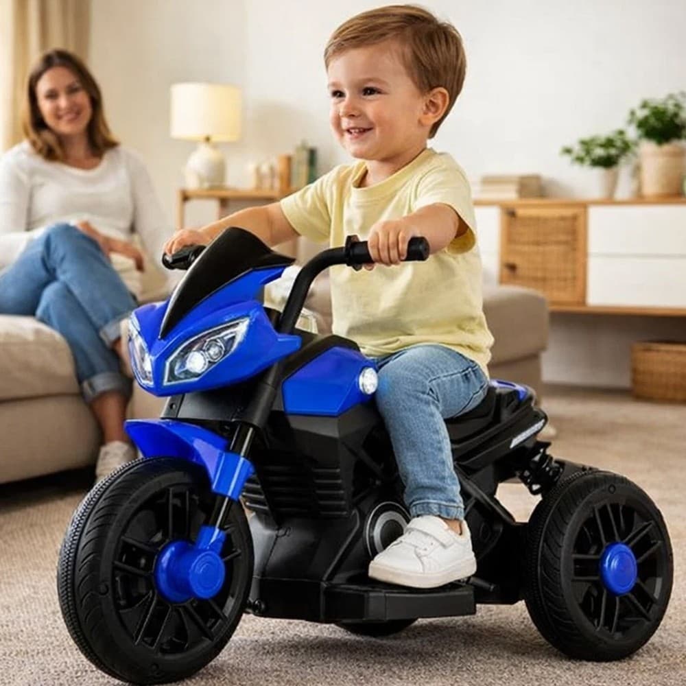 Moto Elétrica Infantil Acelerador Motinha Andador Veiculo ´Preto Azul Passeio Criança Presente