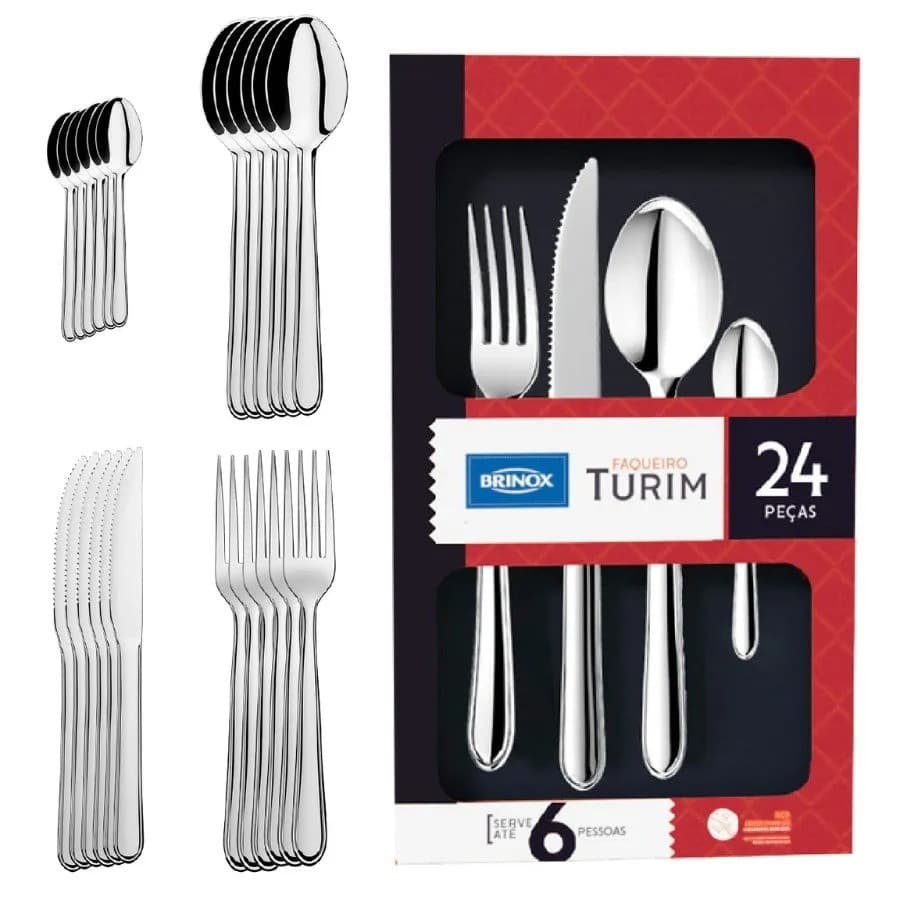 Faqueiro Brinox Turim 24 Peças Aço Inoxidável