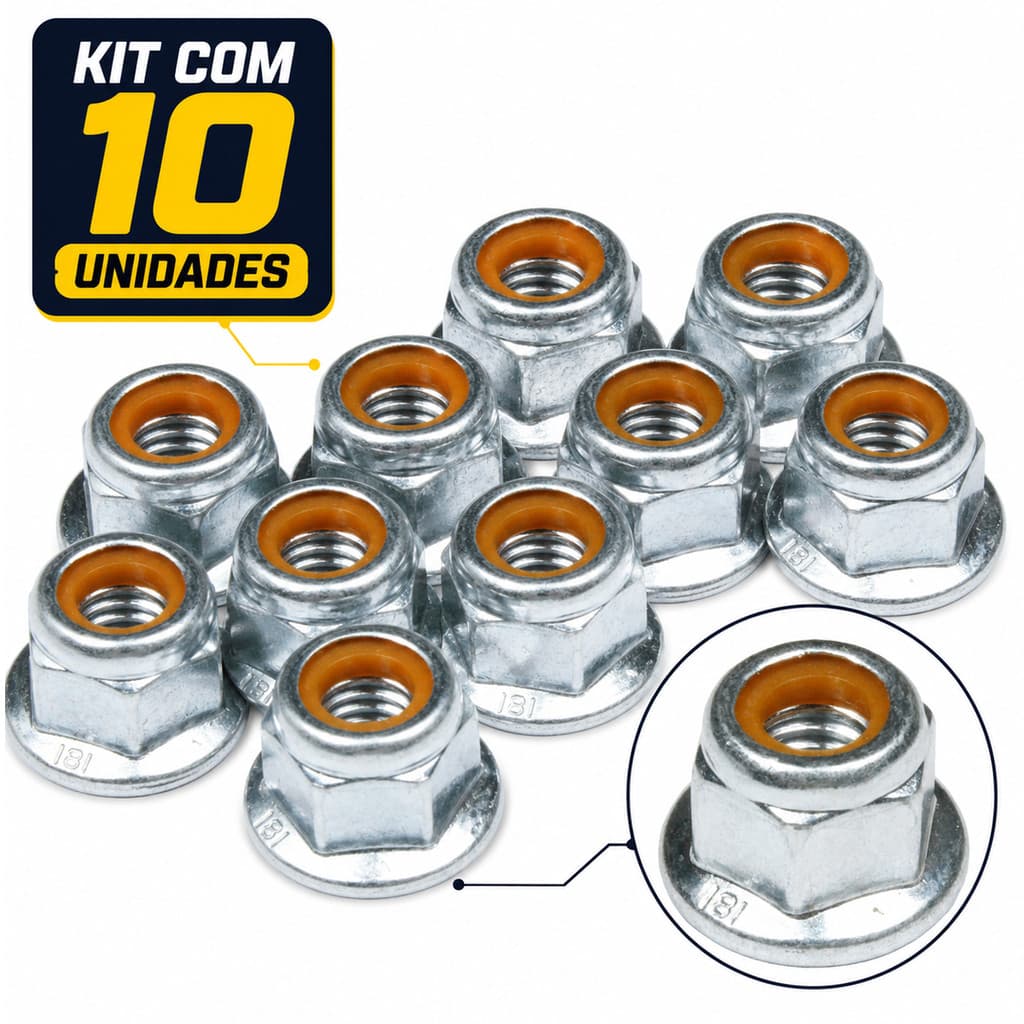 Kit 10 porca M8 sextavada travante flange chave 13 do prisioneiro coroa CRF230F 07/20 NXR150 NXR160 XRE190 XR250 Tornado