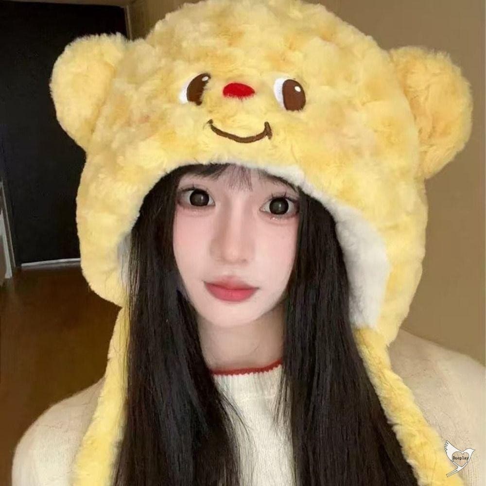 Chapéu Earflap Bonnet-Proteção De Ouvido Estilo Desenho Animado De Urso De Manteiga Quente