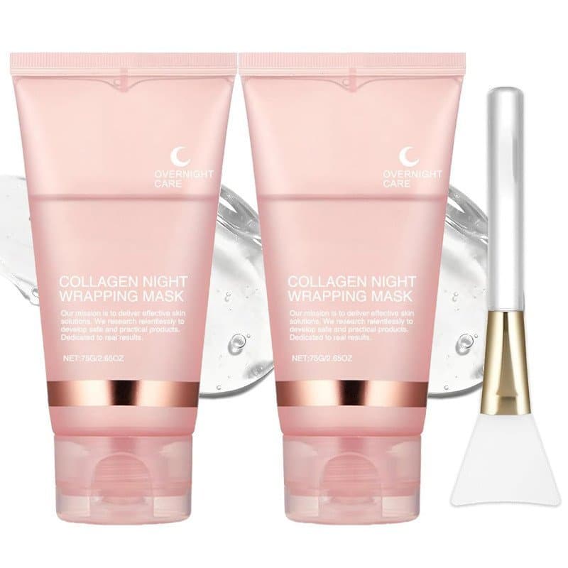 Máscara noturna de colágeno em duas partes, uma máscara peel-off para mulheres, hidrata profundamente, firma a pele, min