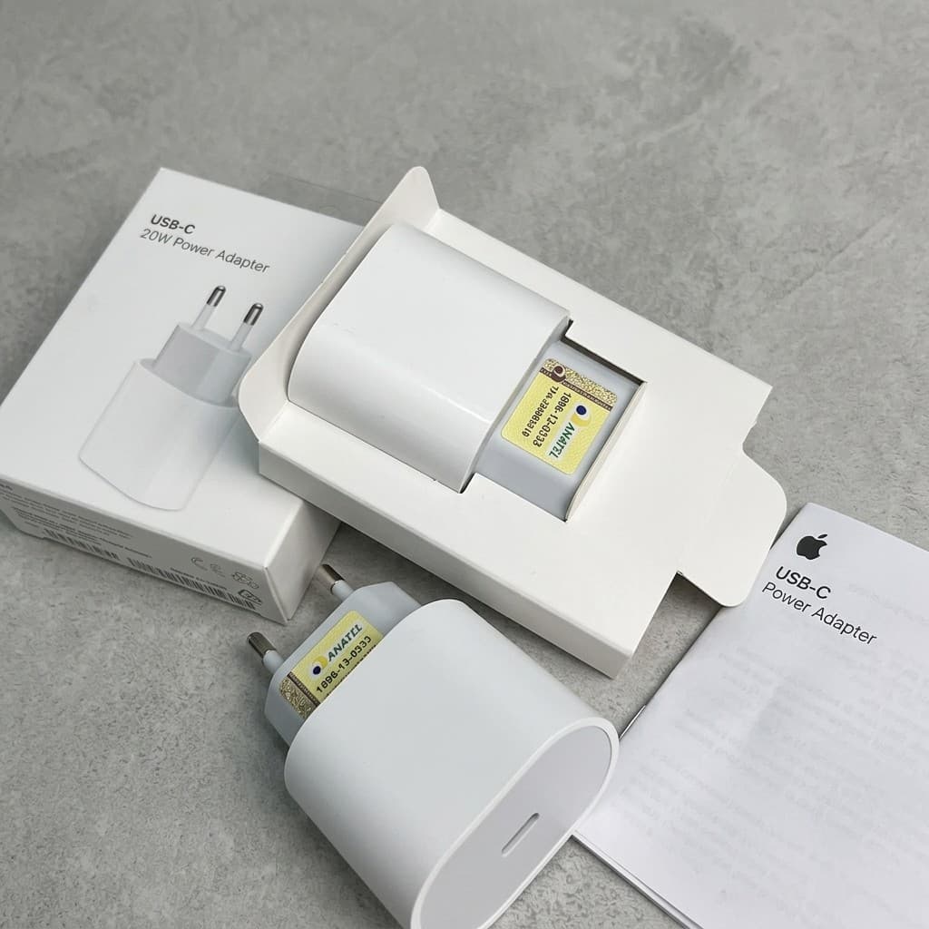 Carregador iPhone 20W Turbo com Porta USB-C Fonte de Tomada